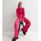 Cameo Rose Bright Pink High Waist Pleated Trousers
