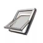 Site Premium Anthracite Aluminium alloy Centre pivot Roof window, (H)780mm (W)540mm