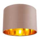 Contemporary Taupe Cotton 12 Table/Pendant Lamp Shade with Shiny Copper Inner