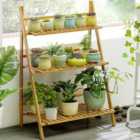 Livingandhome 3 Tier Foldable Plant Stand Indoor Outdoor for Room Corner Balcony Garden Patio 960mm(H)
