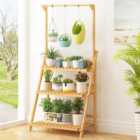 Livingandhome 3 Tiered Hanging Wood Plant Stand Outdoor for Multiple Flower Planter Holder for Garden Balcony 1440mm(H)