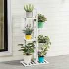 Livingandhome White 5 Tier Rustic Wooden Tall 6 Potted Plant Display Stand Shelving Unit Indoor Outdoor 1030mm(H)