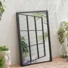 Black Framed Rectangular Grid Garden Window Wall Decorative Framed Mirror 580 x 800 mm