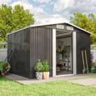 Livingandhome 8 X 6 ft Charcoal Black Apex Metal Shed Garden Storage Shed with Base