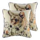 Evans Lichfield Elwood Fox Twin Pack Polyester Filled Cushions Multi