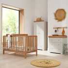 Tutti Bambini Oak Malmo Cot Bed With Rio Furniture 3 Piece Set Dove Grey/Oak