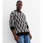 Black Check Tuck Stitch Relaxed Fit Jumper