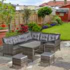 Outsunny 6 PCs Patio wicker Sofa Set Rattan Chair Furniture with Glass & Cushioned