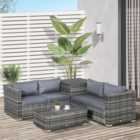 Outsunny 6Pcs Rattan Sofa Set Garden Sectional Wicker Furniture Cushion