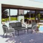 Outsunny 4 Piece Rattan Patio Furniture Set with 2 Sofa 1 Loveseat & Coffee Table