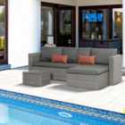 Outsunny 3 PCS Outdoor PE Rattan Chaise Lounge Furniture Sofa Set with Cushions