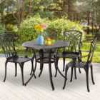 Outsunny 5 PCs Coffee Table Chairs Outdoor Garden Furniture Set with Umbrella Hole