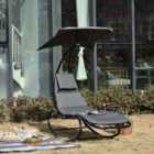 Outsunny Patio Rocking Chaise Lounge Bed with Canopy Cushion Headrest