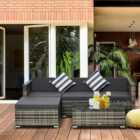 Outsunny 5 Pieces Rattan Sofa Set Wicker Sectional Cushion Patio Grey Garden