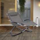 Outsunny Orbital Lounger Zero Gravity Patio Chaise Foldable Rock Chair with Pillow Grey