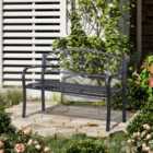 Outsunny Outdoor Patio Garden Bench Scroll Park Furniture Porch Chair Metal