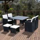 Outsunny Rattan Furniture Set Wicker Weave Patio Dining Table Seat Mixed Black