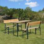 Outsunny 3PC Wooden Garden Picnic Set Patio Dining Table Bench Chair Party