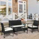 Outsunny Rattan Sofa Set Garden Furniture Outdoor Patio Wicker Weave Chair Table