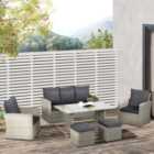 Outsunny 6 PCS Outdoor Rattan Sofa Furniture Sets with Dining Table