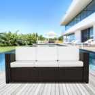 Outsunny Rattan Wicker 3-seater Sofa Chair Outdoor Patio Furniture with Cushions Brown