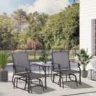 Outsunny Double Glider Companion Rocking Chairs Loveseat Garden Table Brown
