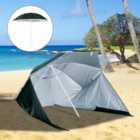 Outsunny Beach Umbrella Sun Shelter 2 in 1 UV Protection Steel Green