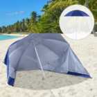 Outsunny Beach Umbrella Sun Shelter 2 in 1 UV Protection Steel Blue
