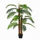Outsunny 120Cm/4Ft Artificial Palm Tree Decorative Plant With19 Leaves Nursery Pot