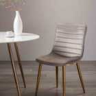 Lavine Pair Of Grey Velvet Fabric Chairs With Matt Gold Plated Legs