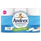 Andrex Classic Clean Mega Toilet Roll XL Longer Rolls Big Pack, 12s