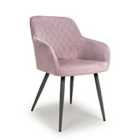 2 x Shankar Marina Brushed Velvet Dusky Pink Dining Chairs