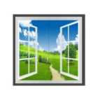 ENER-J 2Pcs/Set Of 120X60cm Landscape Surface Panel With Grassland And Sky 2D Design