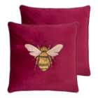 Paoletti Hortus Twin Pack Polyester Filled Cushions Fuchsia