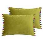 Paoletti Fiesta Twin Pack Polyester Filled Cushions Bamboo/Multi