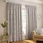 Paoletti Olivia Embroidered Pencil Pleat Curtains (Pair) Polyester Grey (168X183Cm)