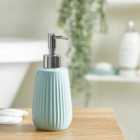 Ceramic Mint Ribbed Soap Dispenser