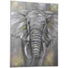 HOMCOM Hand-Painted Canvas Wall Art Elephant For Living Room Bedroom 100X80Cm Grey