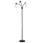 HOMCOM Tree Floor Lamp With 3 Adjustable Light Industrial Standing Lamp Black