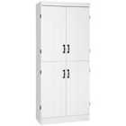HOMCOM Kitchen Cupboard Storage Cabinet With 4 Doors And Adjustable Shelves White
