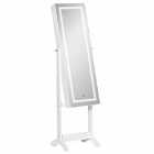 HOMCOM Mirrored Jewellery Cabinet With Led Light Lockable Jewellery Armoire White
