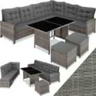 Tectake Garden Rattan Furniture Set Barletta - Grey With Grey Cushions