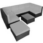 Tectake Rattan Garden Furniture Lounge Venice - Black/Grey
