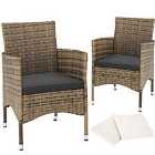 Tectake 2 Garden Chairs Rattan And 4 Seat Covers - Cream