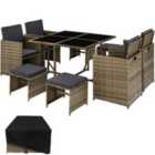 Tectake Bilbao Rattan Garden Furniture Set With Protective Cover - Brown/Black