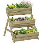 Outsunny 3 Tier Raised Garden Bed Wooden Elevated Planter Box Kit - Green