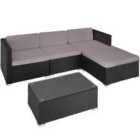 Tectake Florence 4-seater Rattan Lounge Sofa Set - Black/Grey