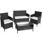 Tectake Madeira 4-seater Rattan Sofa Furniture Set - Black/Cream
