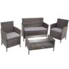 Tectake Madeira 4-seater Rattan Sofa Furniture Set - Grey