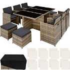 Tectake New York Rattan Garden Dining Set W/ Protective Cover - Brown
